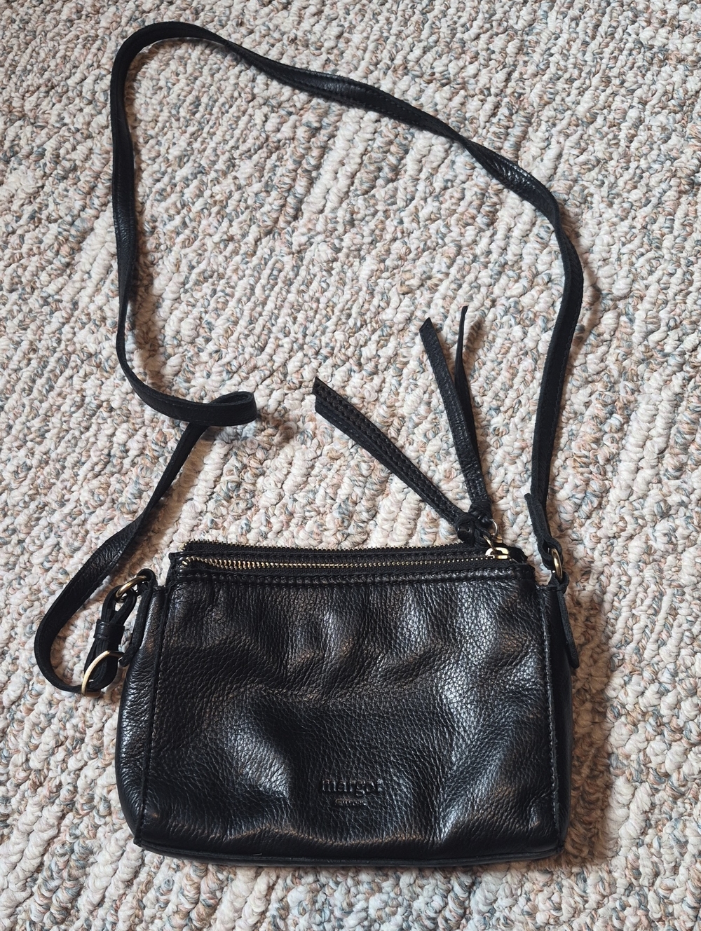 Margot Black Leather Crossbody Bag